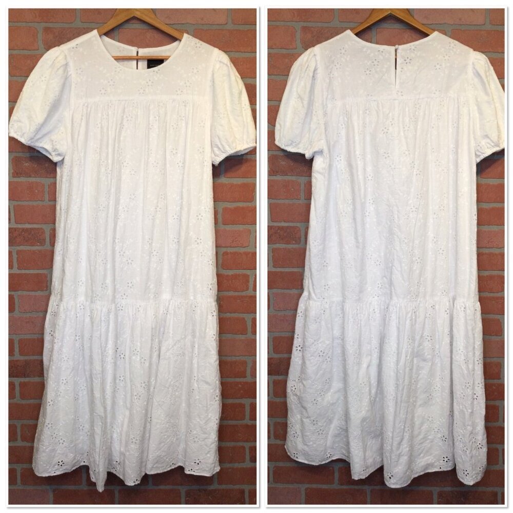 Alex Marie White Eyelet Midi Dress Size 16 Romantic Girlhoodcore Fairy Coastal